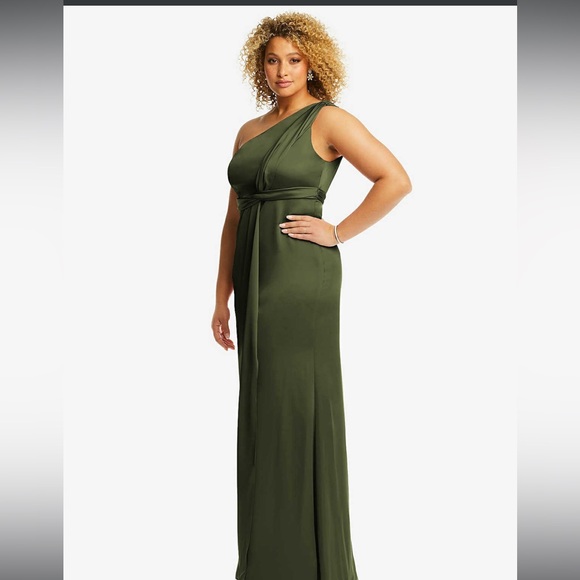 DESSY COLLECTION ALFRED SUNG ONE SHOULDER DRAPED GOWN PROM EVENING NWT SZ 2 & 12 - Picture 3 of 7